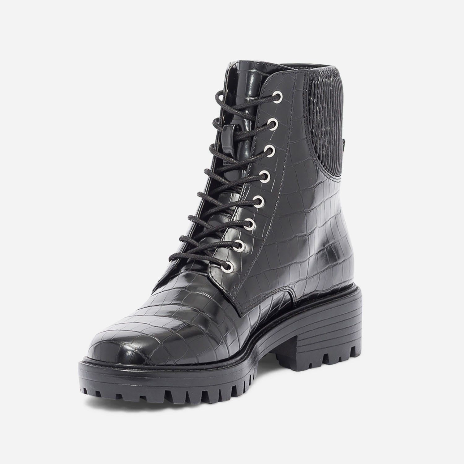 Bottine TEXTO noire effet croco