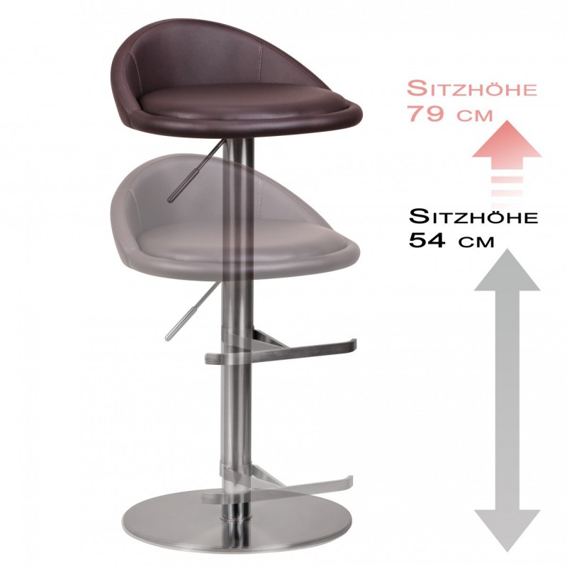 Wohnling Barhocker Wohnling Durable M1 Edelstahl gebürstet Braun