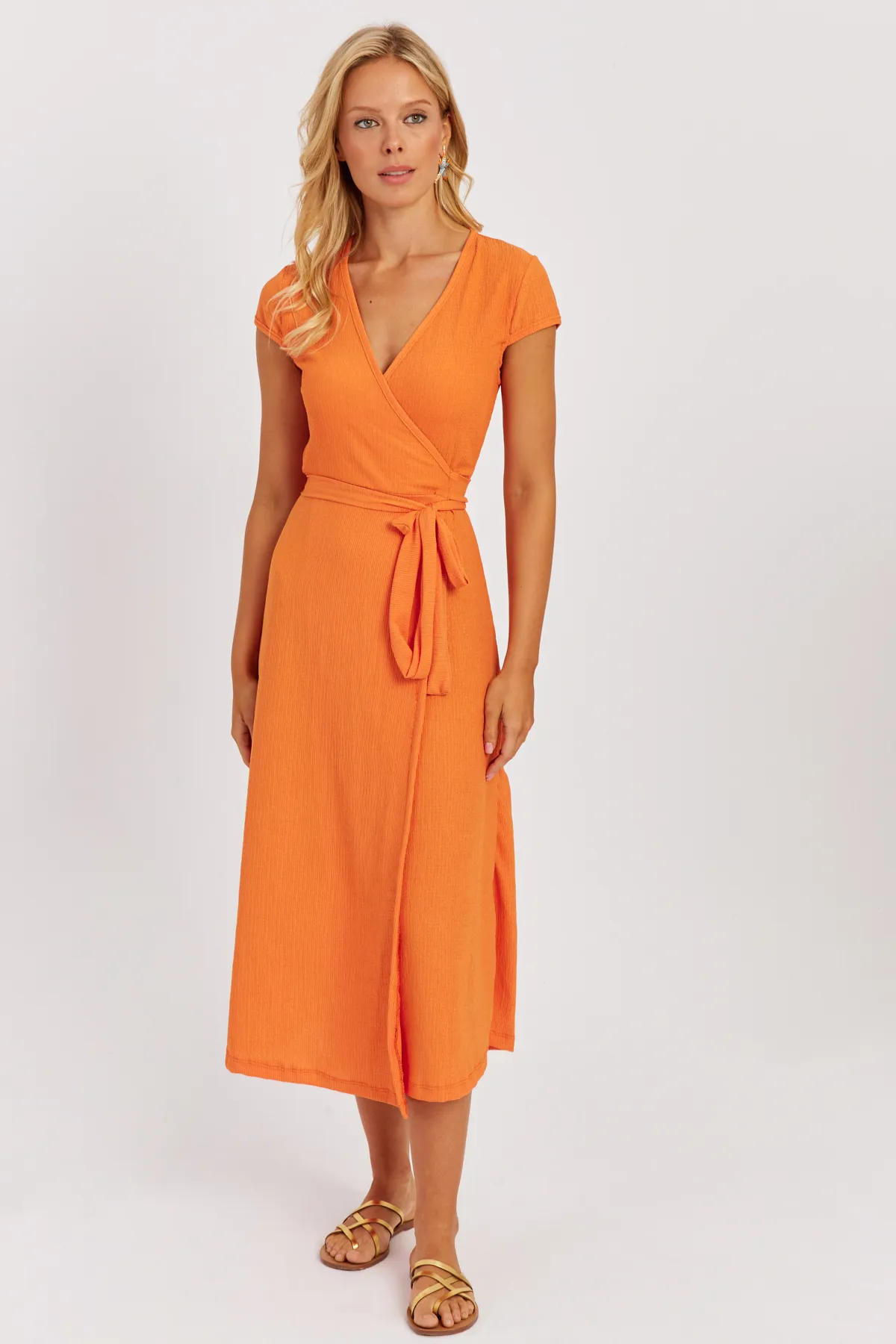 Cool & Sexy  Orangefarbenes zweireihiges Midikleid für Damen EY2781