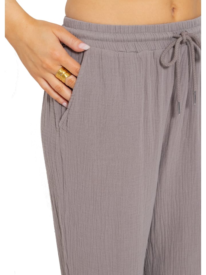 SASSYCLASSY Musselin Hose in Taupe günstig kaufen XS