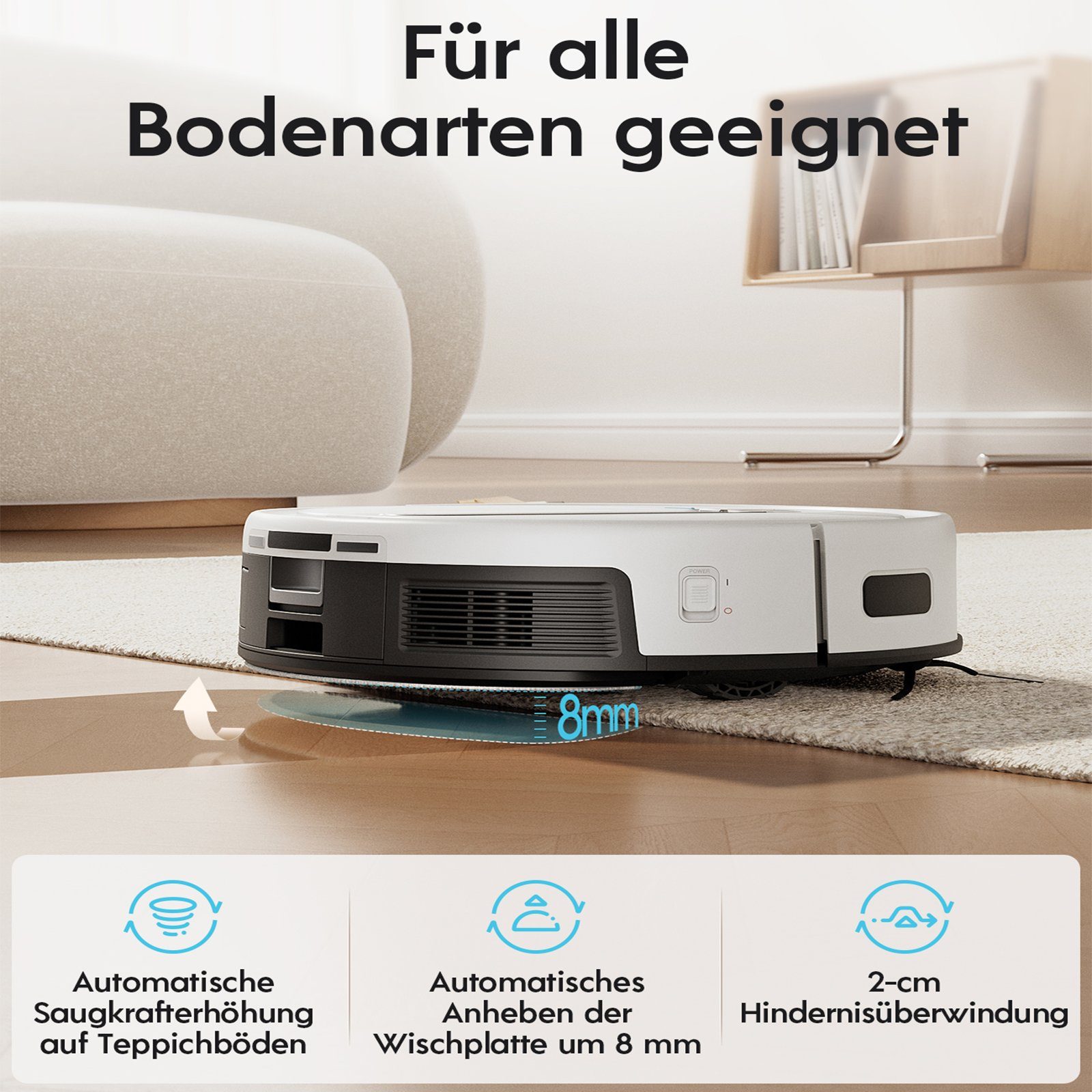 YEEDI Nass-Trocken-Saugroboter aus ECOVACS, Cube, 5100 Pa, automatisches Anheben der Wischplatte, 80,00 W, beutellos, selbstwaschend & selbsttrocknend & selbstentleerend