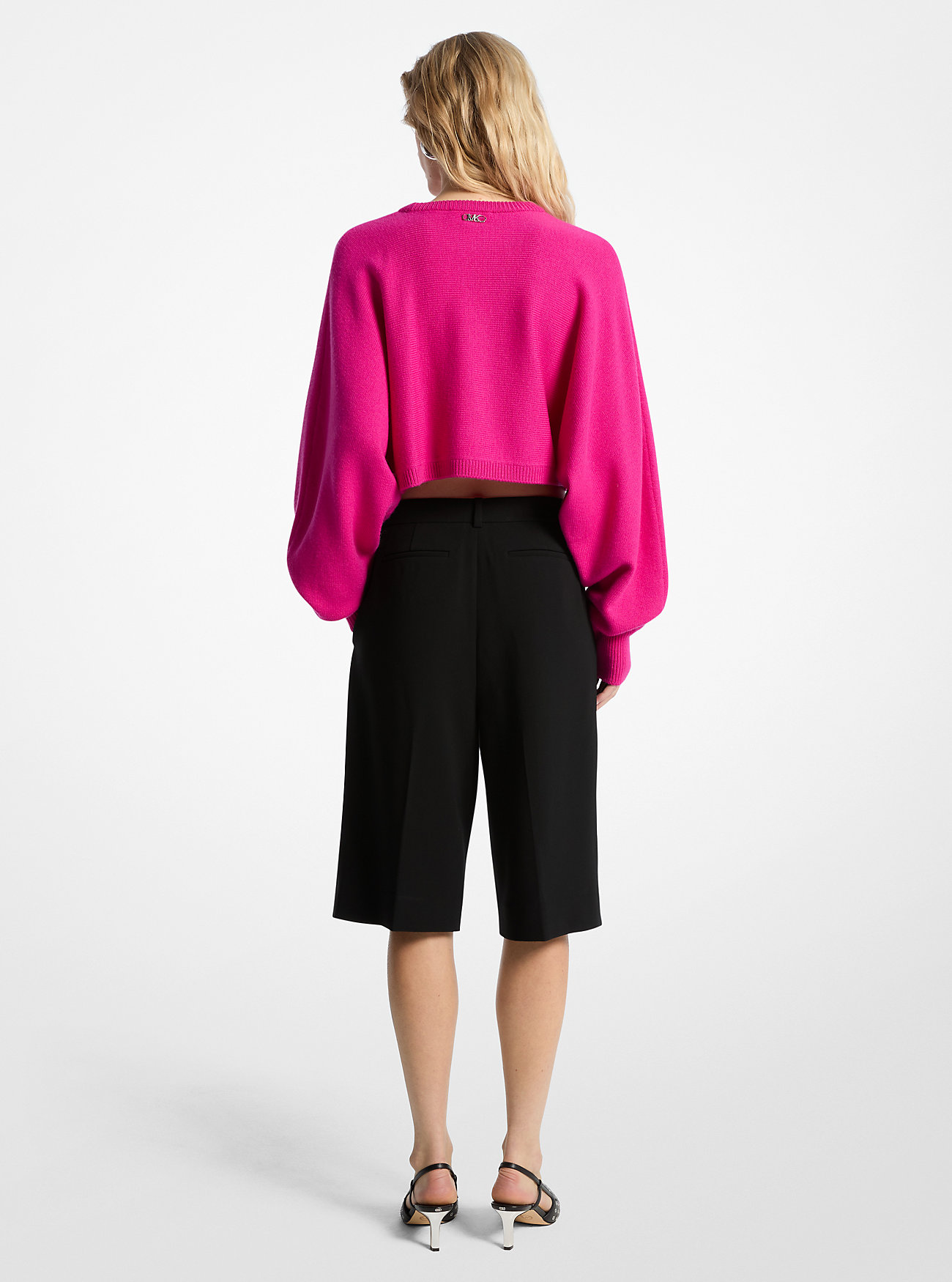 Plisserte Bermudashorts i Krep - SVART