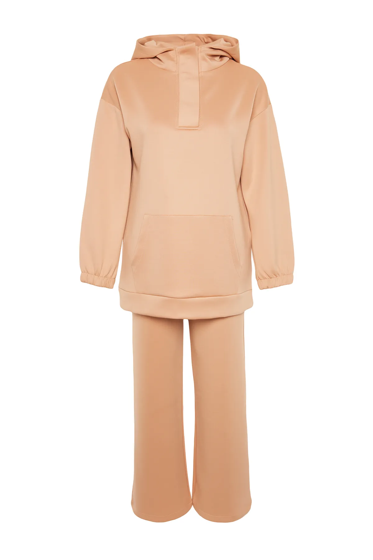 Trendyol Modest  Strick-Trainingsanzug-Set für Taucher/Taucher mit Kamelkragen und Kapuze, detailliert TCTAW24EN00011