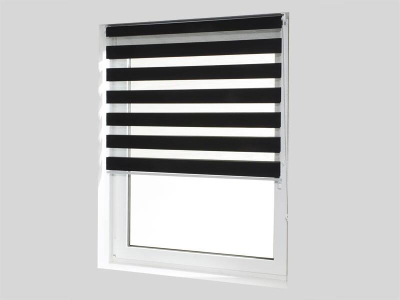 Casa Pura Sichtschutzrollo Mini Day & Night Polyester, Aluminium Schwarz 700 x 1500 mm