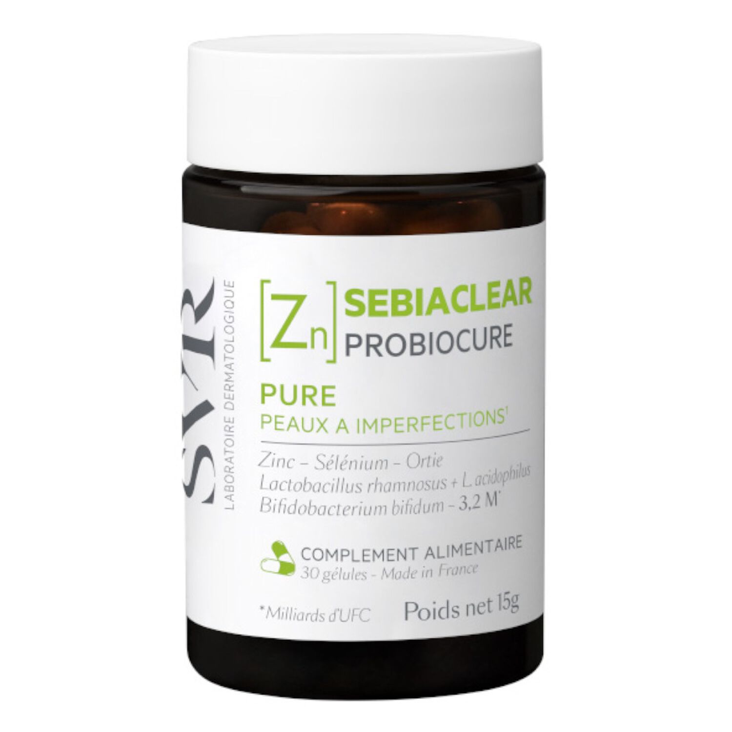 SVR Sebiaclear Probiocure Complément Alimentaire Dermatologique,Peaux Grasses Avec Imperfections 14G