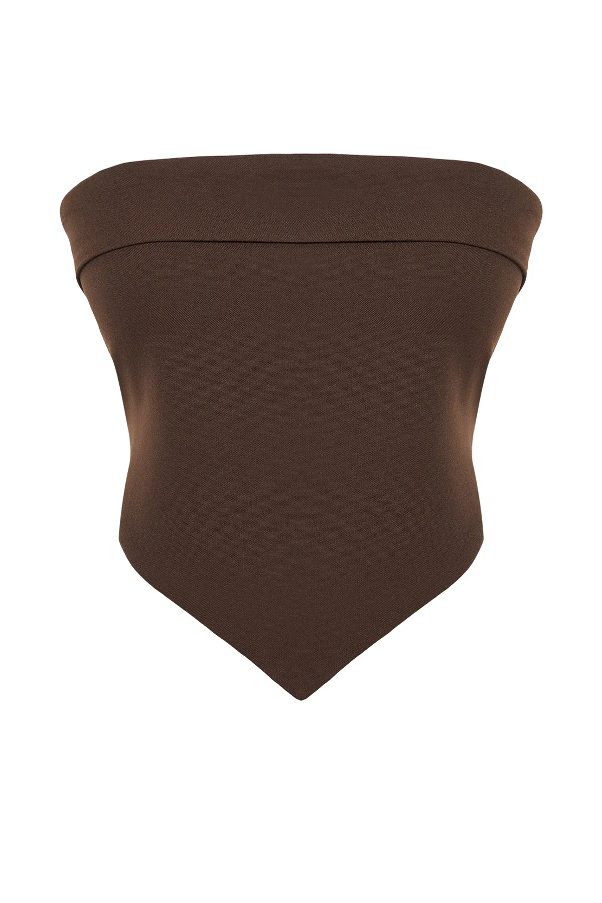 Trendyol Collection  Braune, trägerlose Webbluse in limitierter Auflage TWOSS24BZ00410