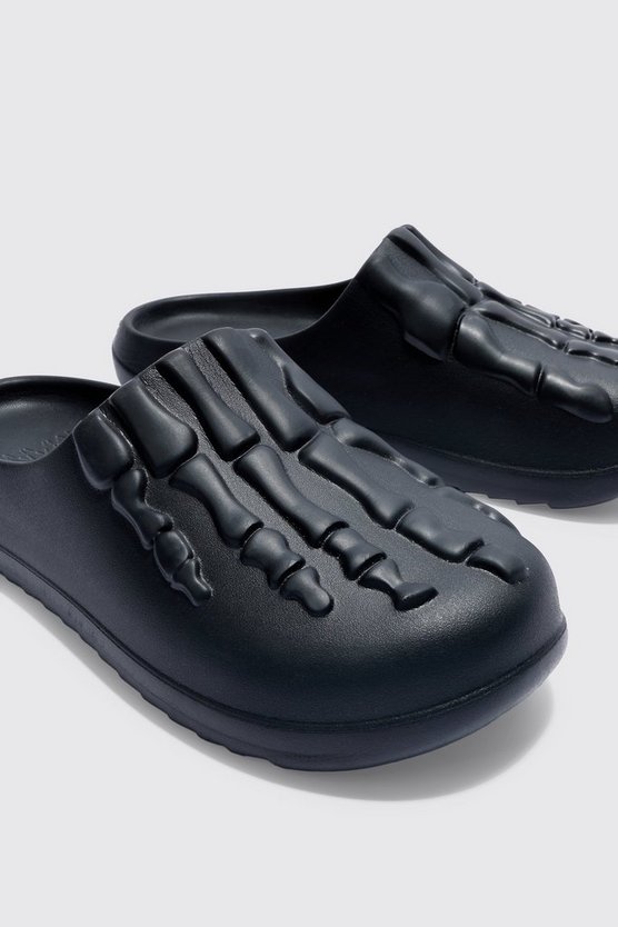 Perforierte Mules mit Skelett-Print