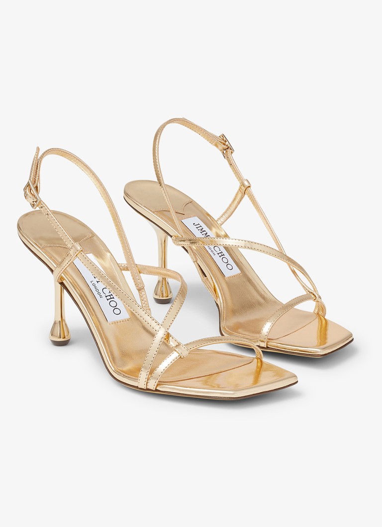 Jimmy Choo Etana 80 metallinhohtoiset vasikannahkasandaalit