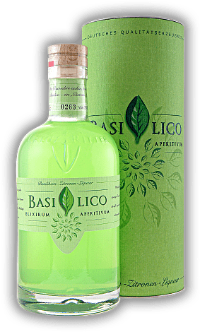 Basilico Basilikum-Zitronen-Liqueur 0,5 Liter Basilico Basilikum-Zitronen-Liqueur 0,5 Liter Ein außergewöhnlicher Likör nach einer ungewöhnlichen Rezeptur. 0,5	 Liter - Vol 20%