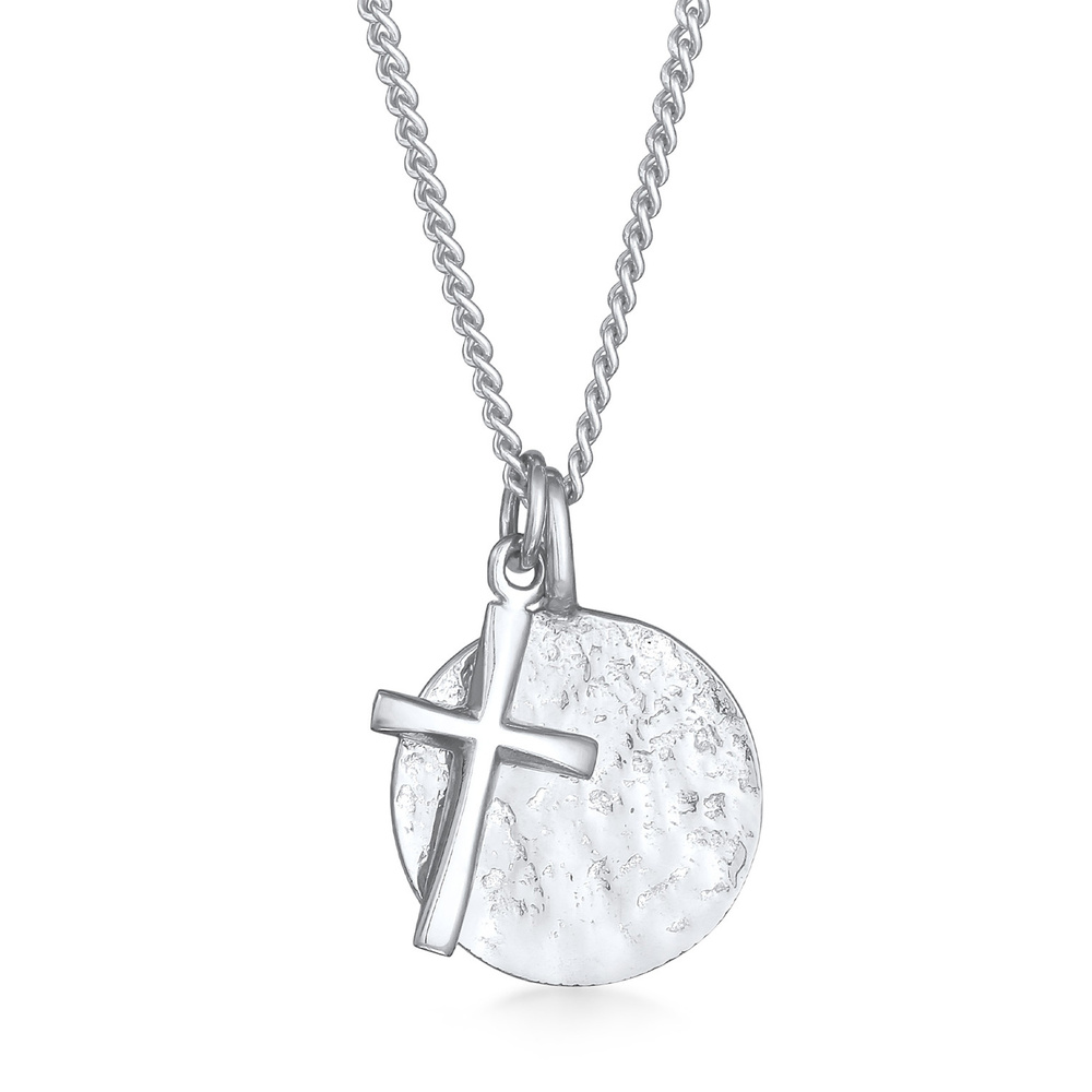 KUZZOI KUZZOI Collier Hommes Monnaie Croix Pendentif Tendance organique en Argent Sterli Bijoux