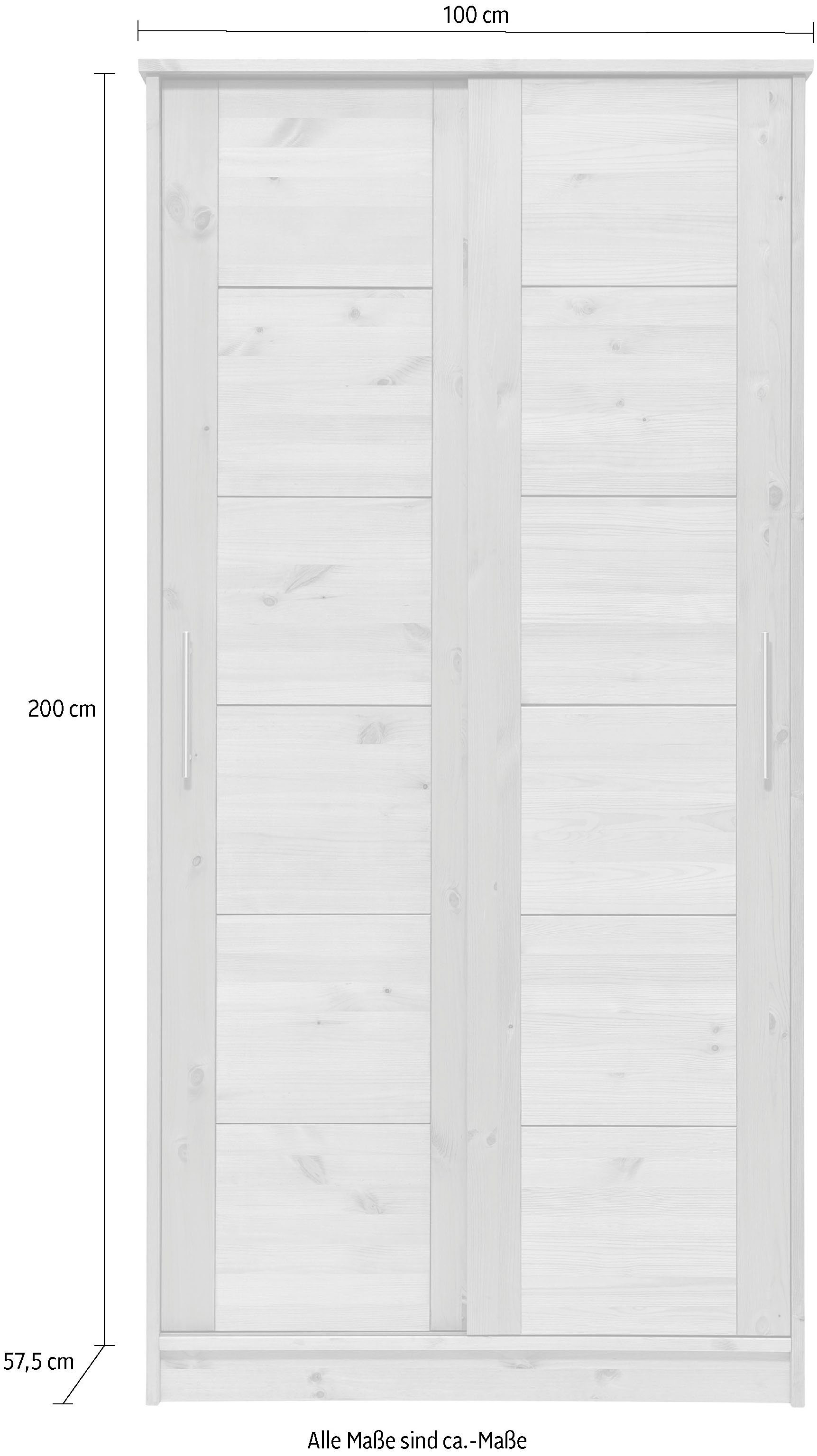 Lüttenhütt Kinderkleiderschrank Henne Schiebetürenschrank, Kleiderschrank mit Schiebetüren, Kiefer massiv