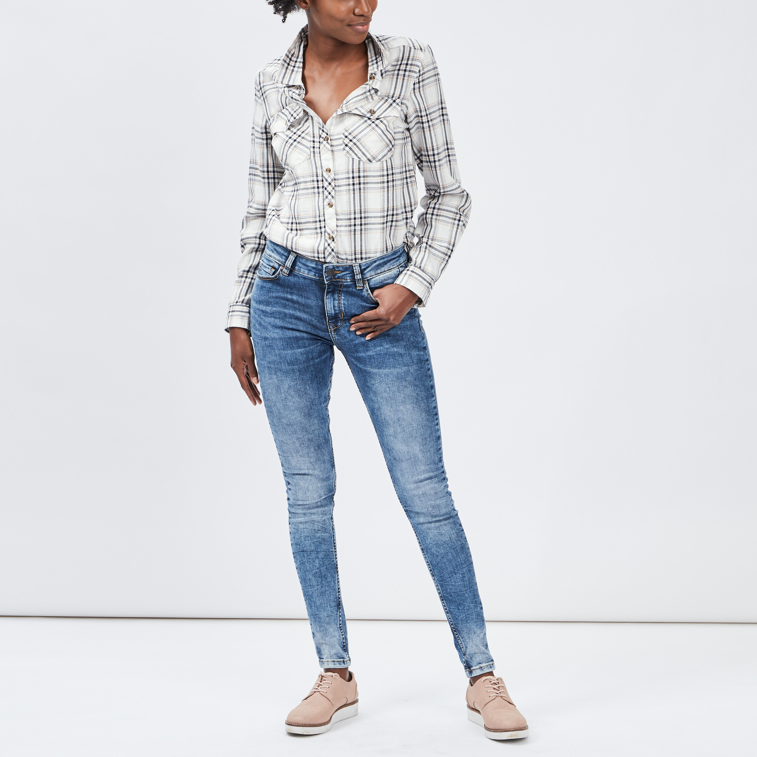 Jeans skinny délavé Creeks denim double stone femme | La Halle