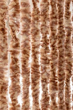 Defactoshop Insektenschutz-Vorhang Defacto Türvorhang Fadenvorhang Flauschvorhang PVC Transparent Vorhang Fliegenschutz Streifen Brauen/Beige MIX, BxH 100x200cm,100x220cm 90x200cm