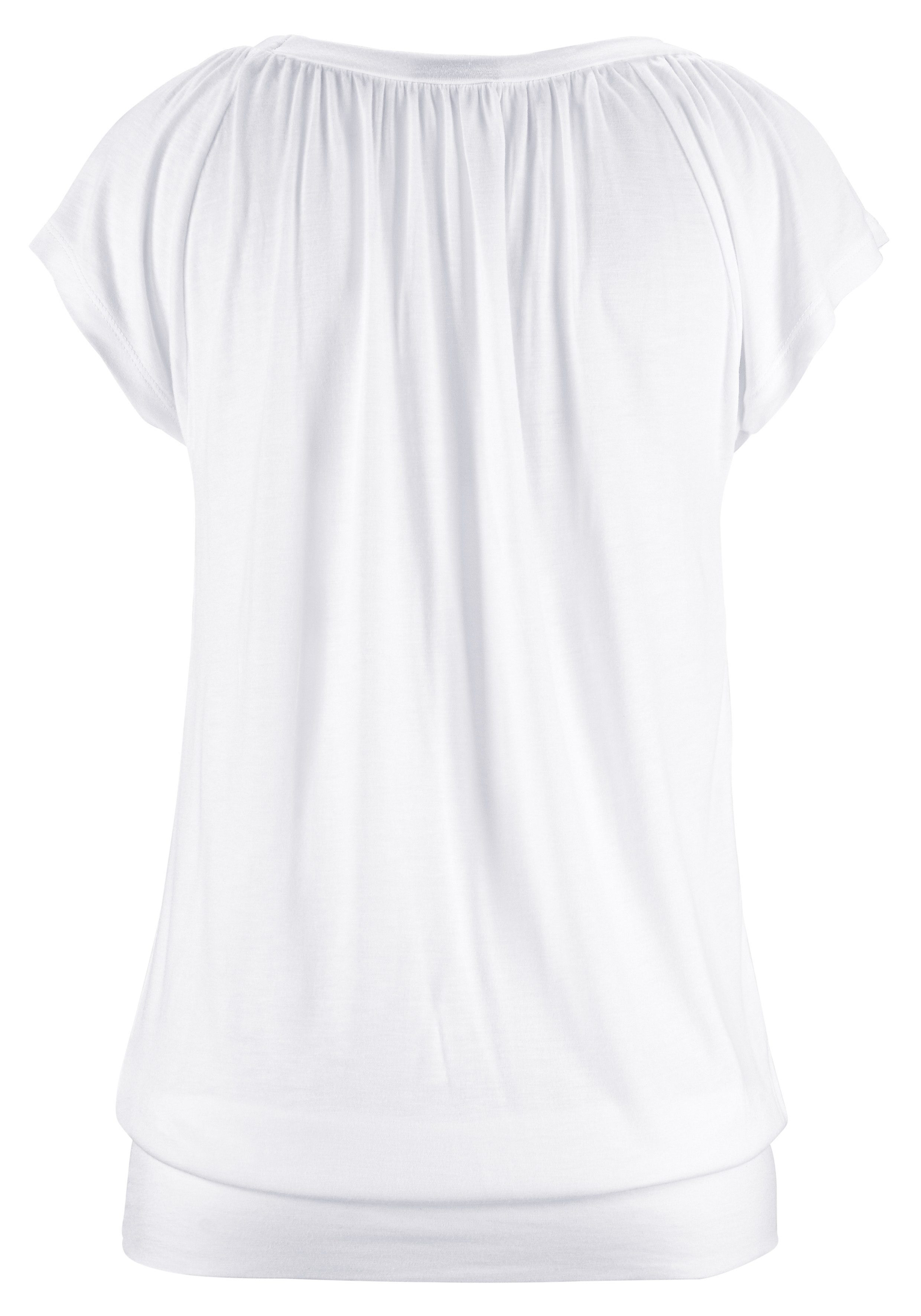 LASCANA V-Shirt mit breitem Gummizugbund