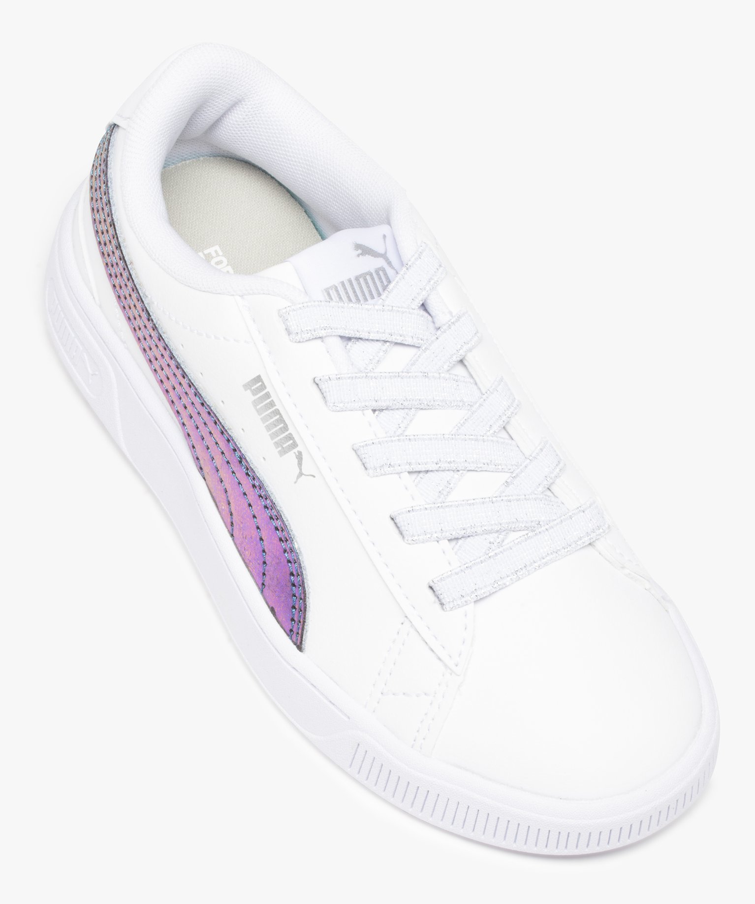 Tennis fille avec bande multicolore sur le cté - Puma blanc | GEMO