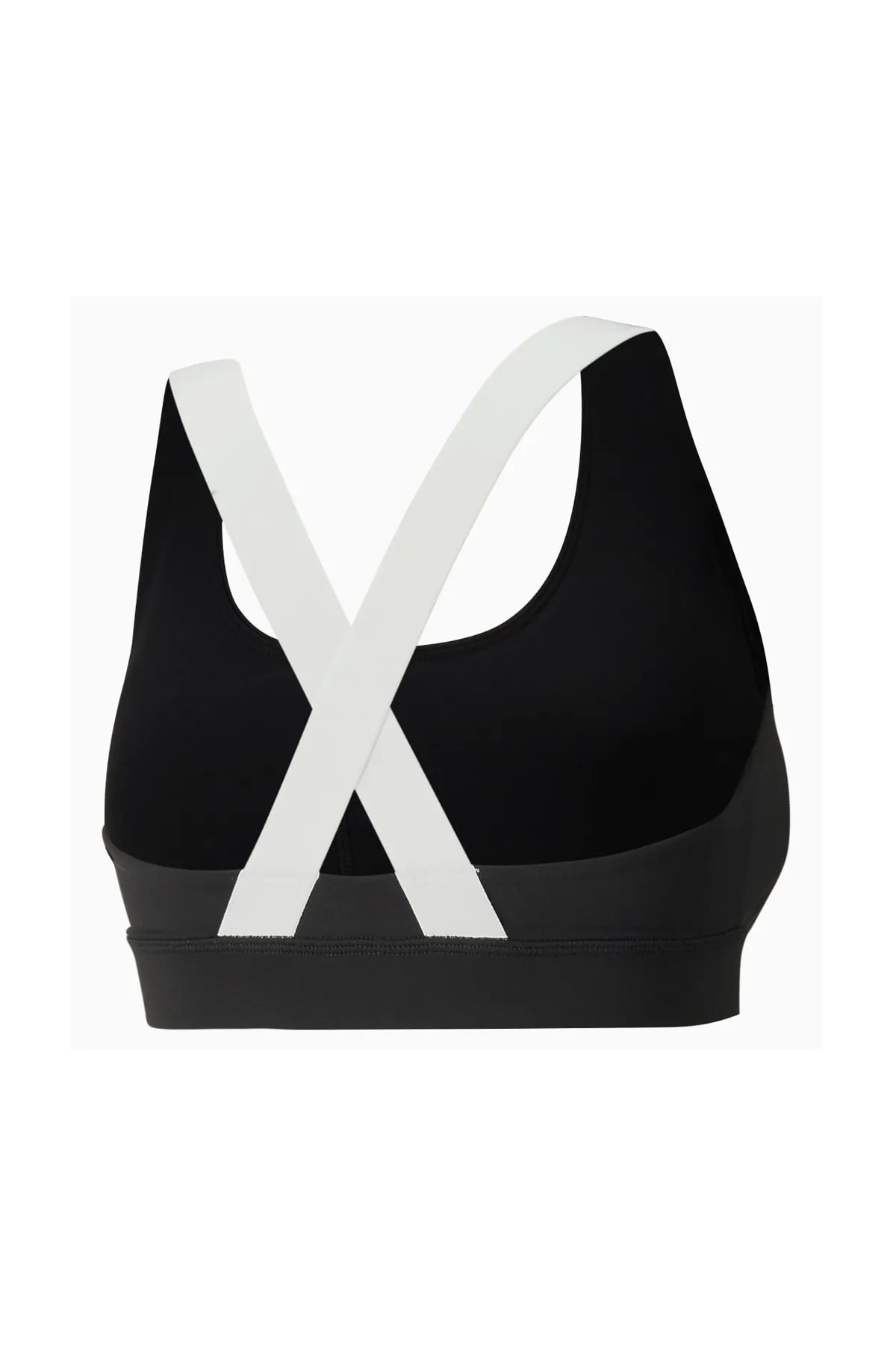 Puma  Mid Impact Fit Bra – Schwarz-weißer Sport-BH mit Crossover-Detail auf der Rückseite
