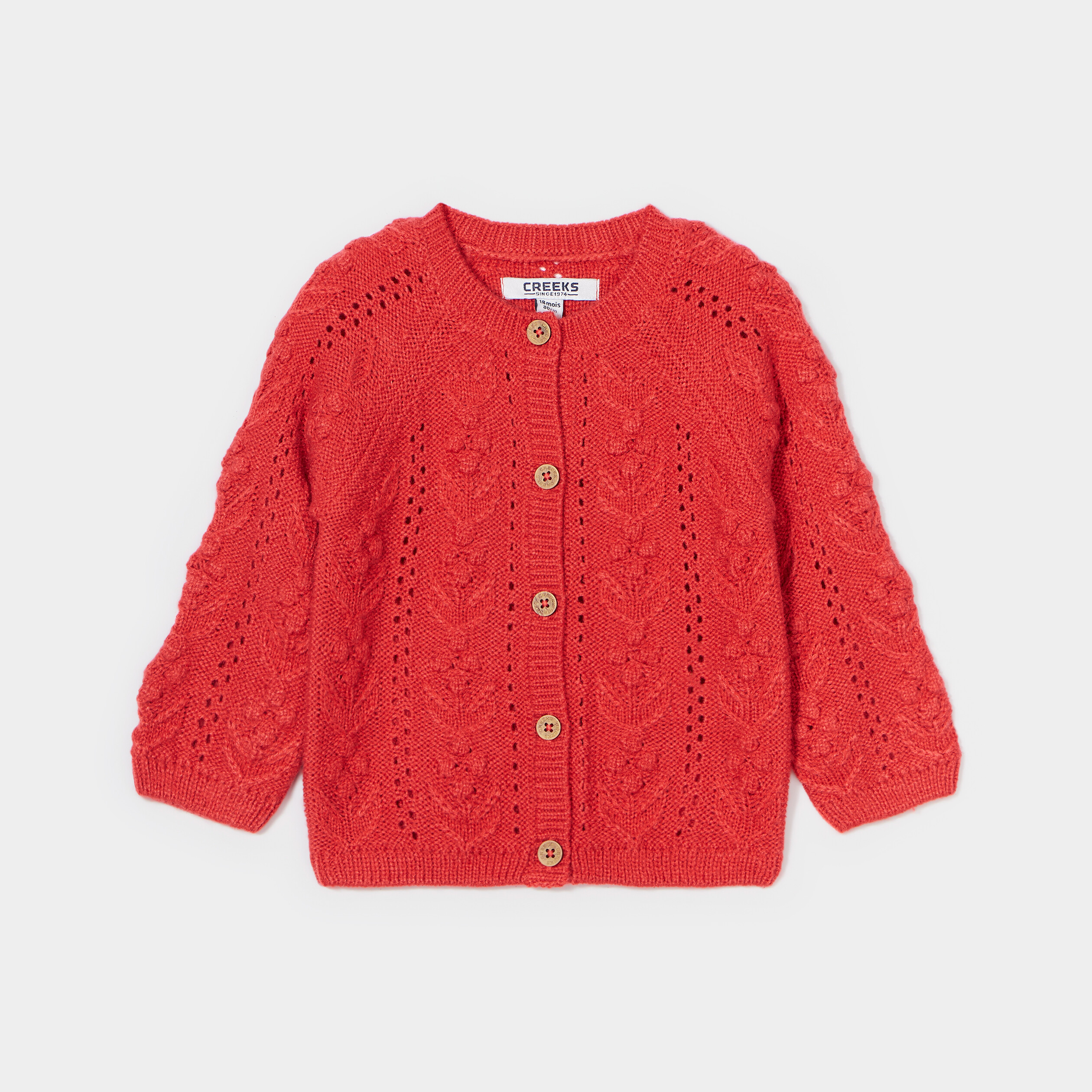 Gilet ajouré boutonné Creeks rouge foncé bébé fille | La Halle