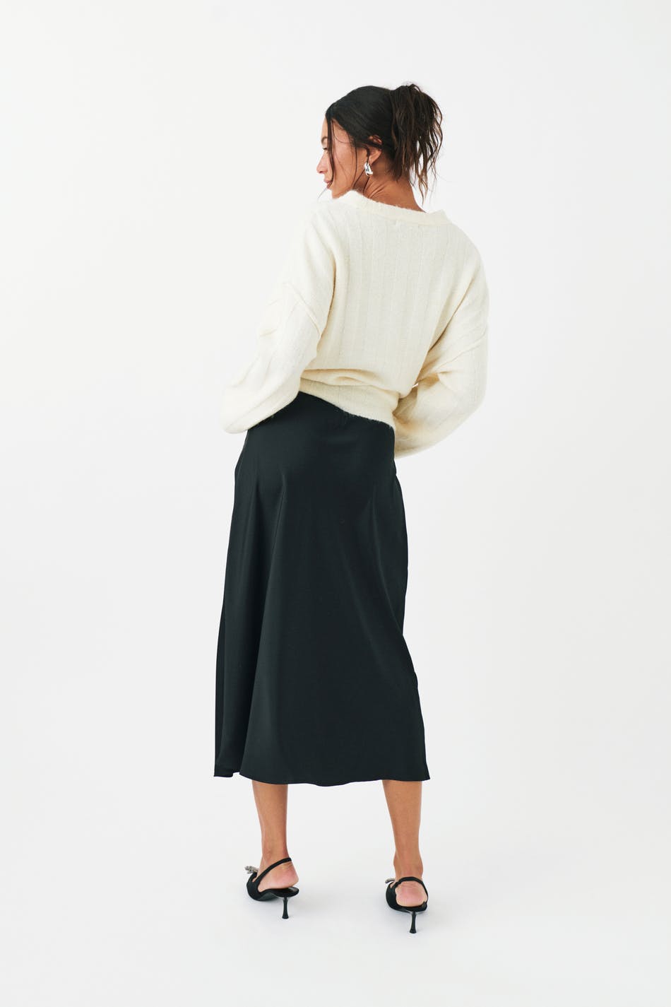 Satin midi skirt