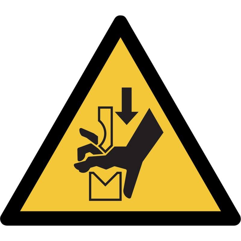 Djois Warnschild Warnung vor Handquetschung in einer Presse Klebstoff, einschraubbar PP (Polypropylen) 15 (B) x 0,14 (H) cm 3 Stück