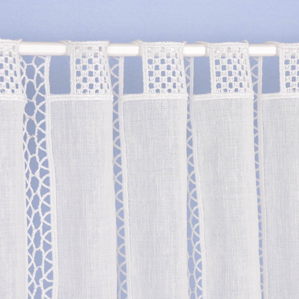 Meterware Scheibengardine bestickt Meterware Leinenstruktur Voile Blumenranke n, SCHÖNER LEBEN., leicht perforiert, Polyester, pflegeleicht