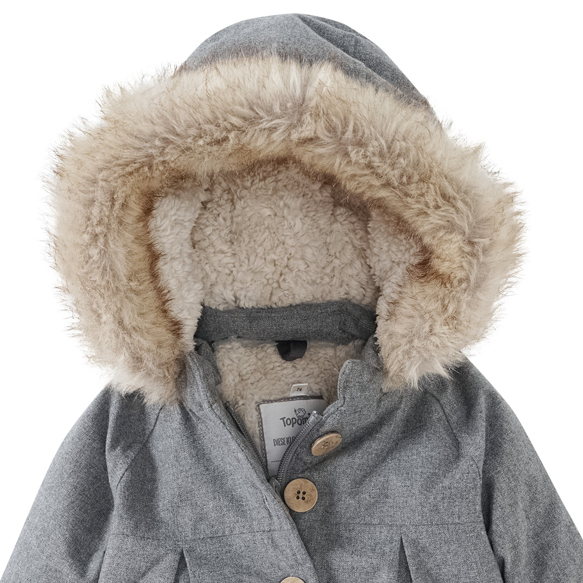 Baby Wintermantel mit Fellimitat