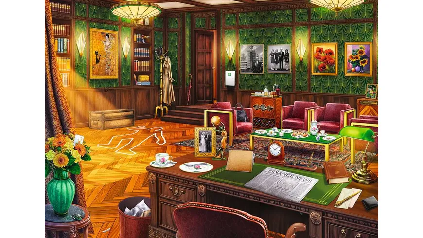 Ravensburger Puzzle - X Crime - Ein mörderischer Geburtstag - 408 Teile Puzzle-Krimispiel für 1-4 Spieler