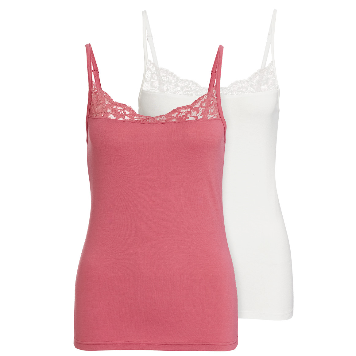2 Damen Unterhemden mit Spitze