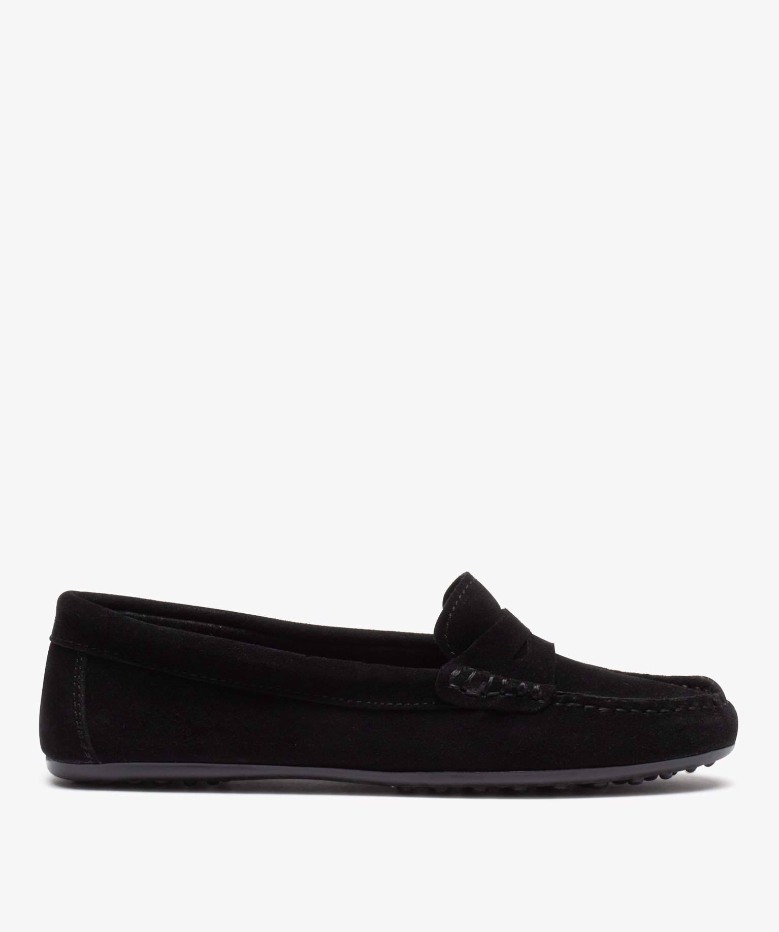 Mocassins femme confort unis en cuir velours noir | GEMO