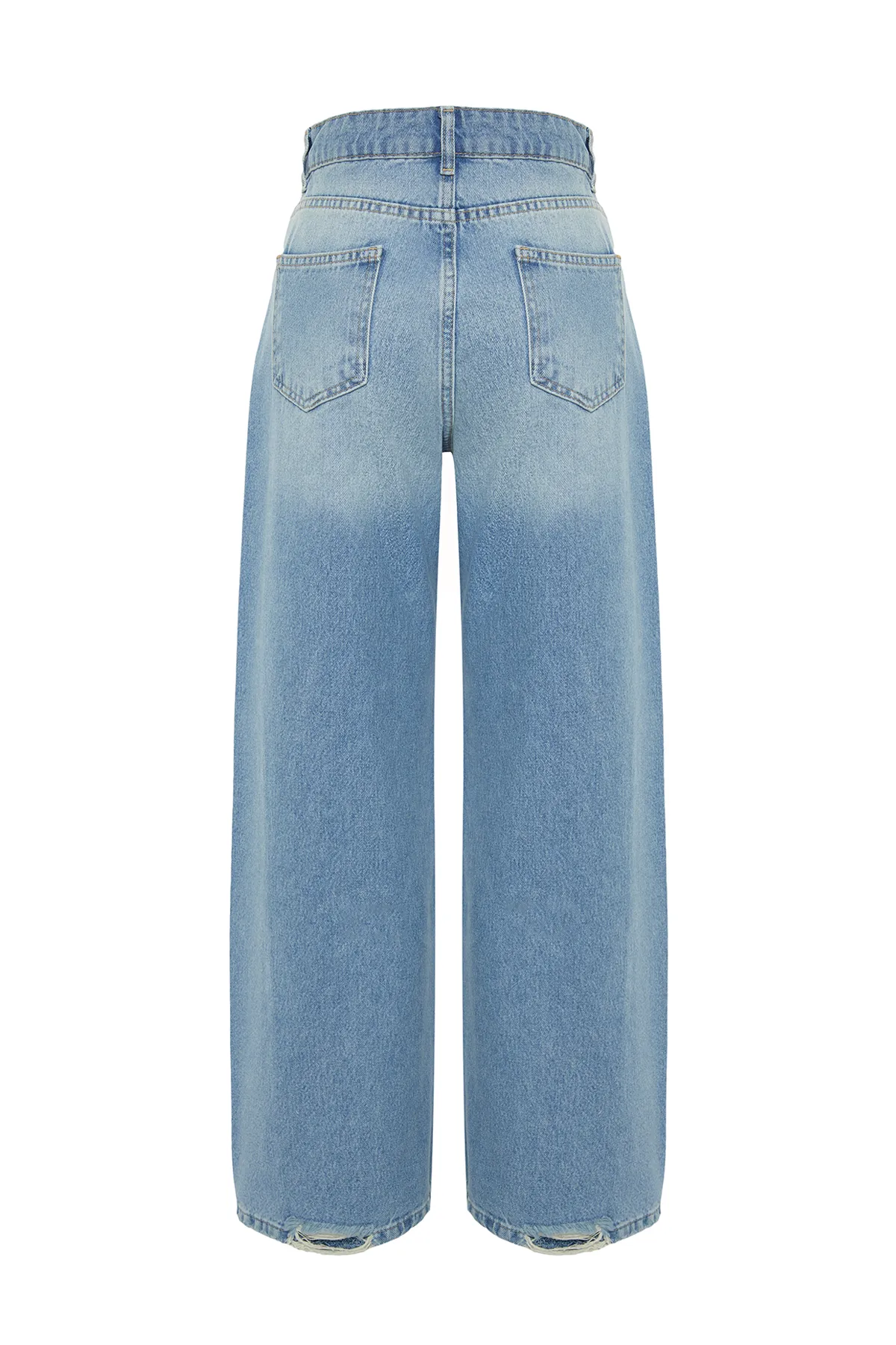 Trendyol Collection  Blaue Jeans mit normaler Taille und extra weitem Bein und detaillierten Nähten TWOSS24JE00062
