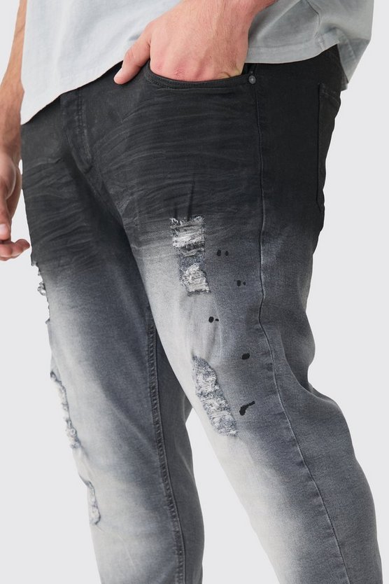 Plus dunkelblaue Stretch Skinny Jeans mit Farbeffekt