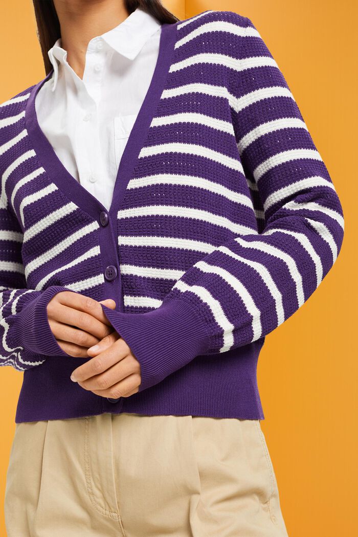 Gestreifter Pointelle-Cardigan