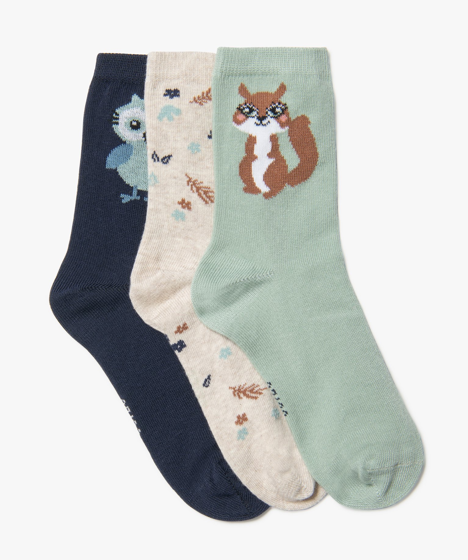 Chaussettes tige haute imprimées fille (lot de 3) vert | GEMO