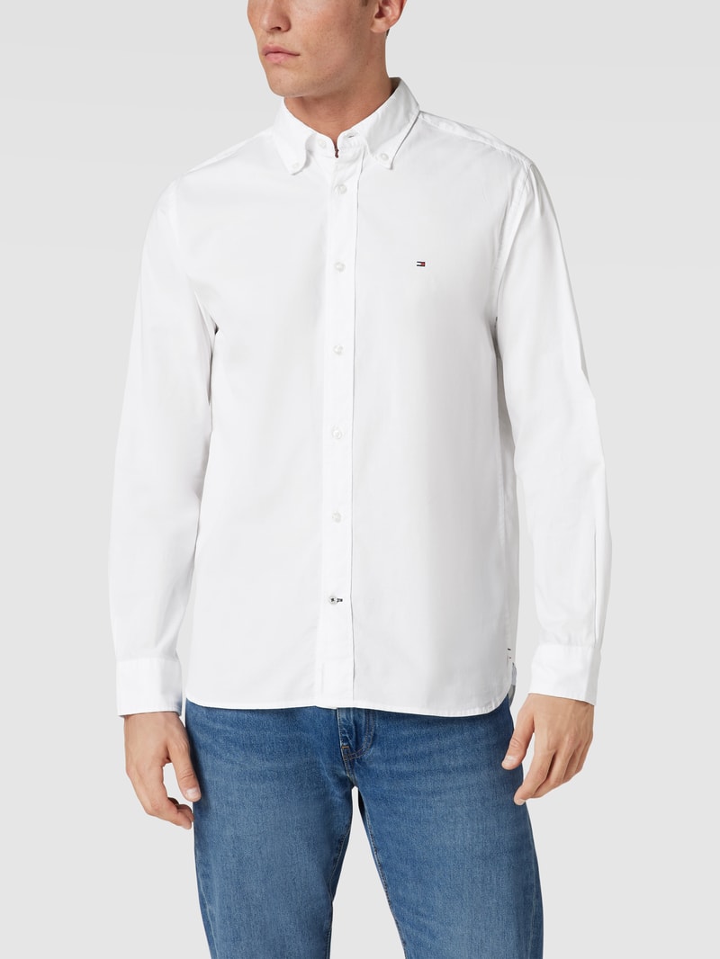 Freizeithemd mit Logo-Stitching Modell 'CORE FLEX POPLIN' in weiß