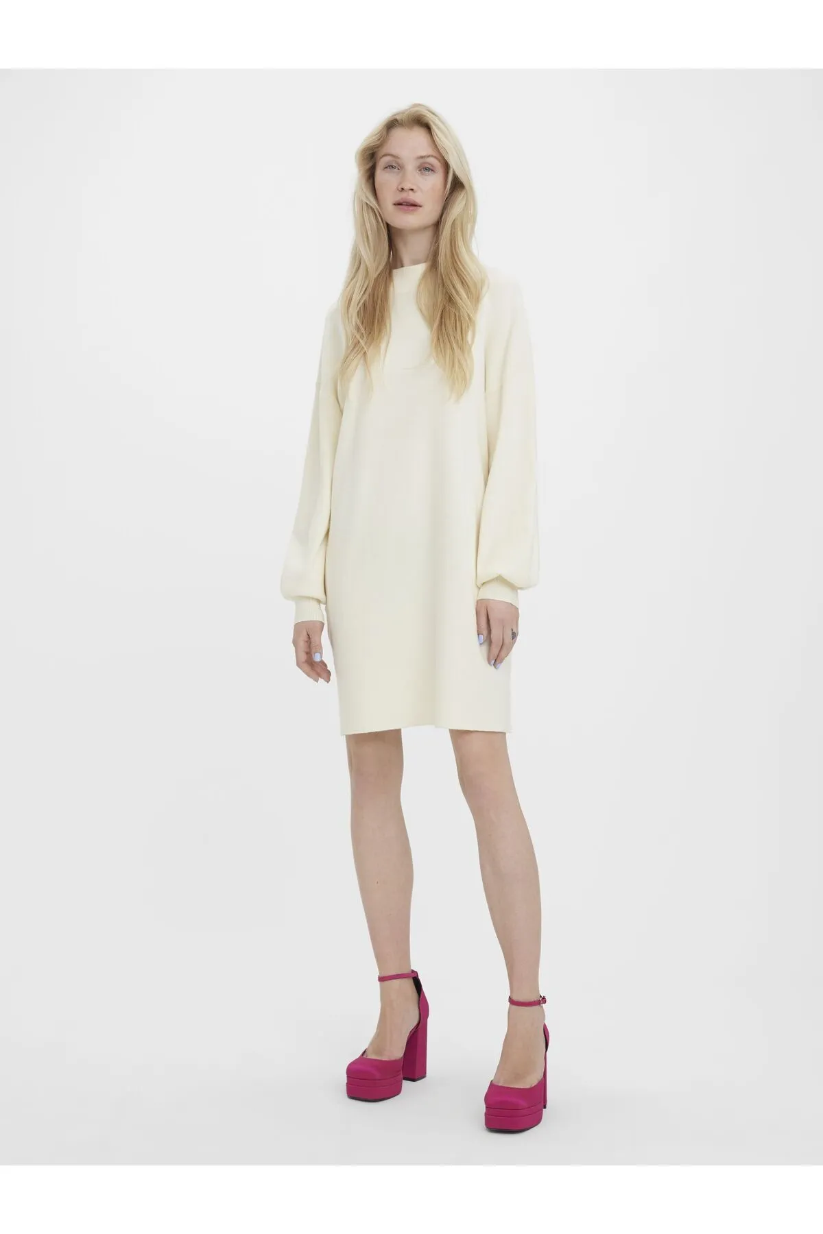 Vero Moda  Strickkleid VMNANCY LS FUNNELNECK DRESS GA BOO