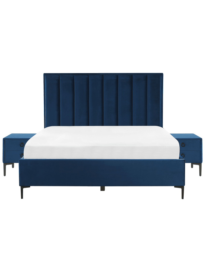 Beliani Schlafzimmer Set SEZANNE in Blau/Schwarz - (W) 170 x (H) 142 x (L) 215  cm günstig kaufen onesize