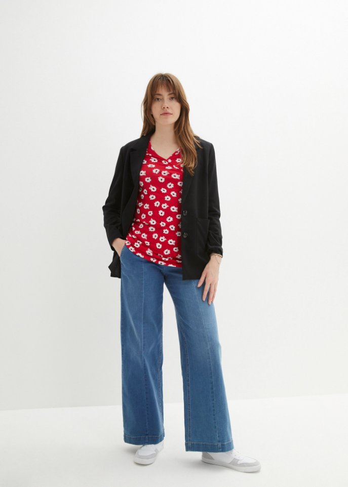 Shirt in Wickeloptik mit ¾-Arm
