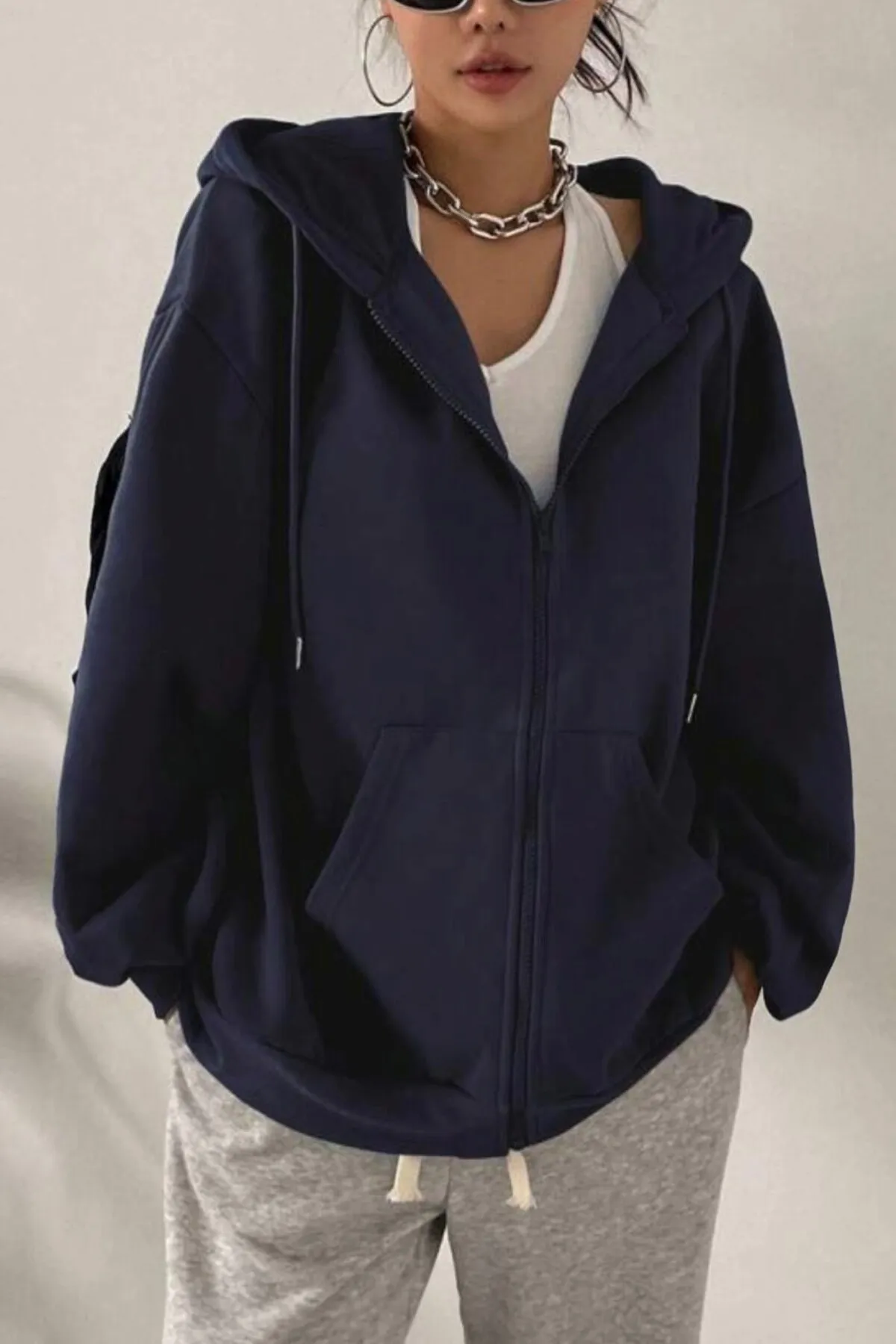 EFBUTİK  Marineblauer 3-fädiger, erhöhter Cardigan