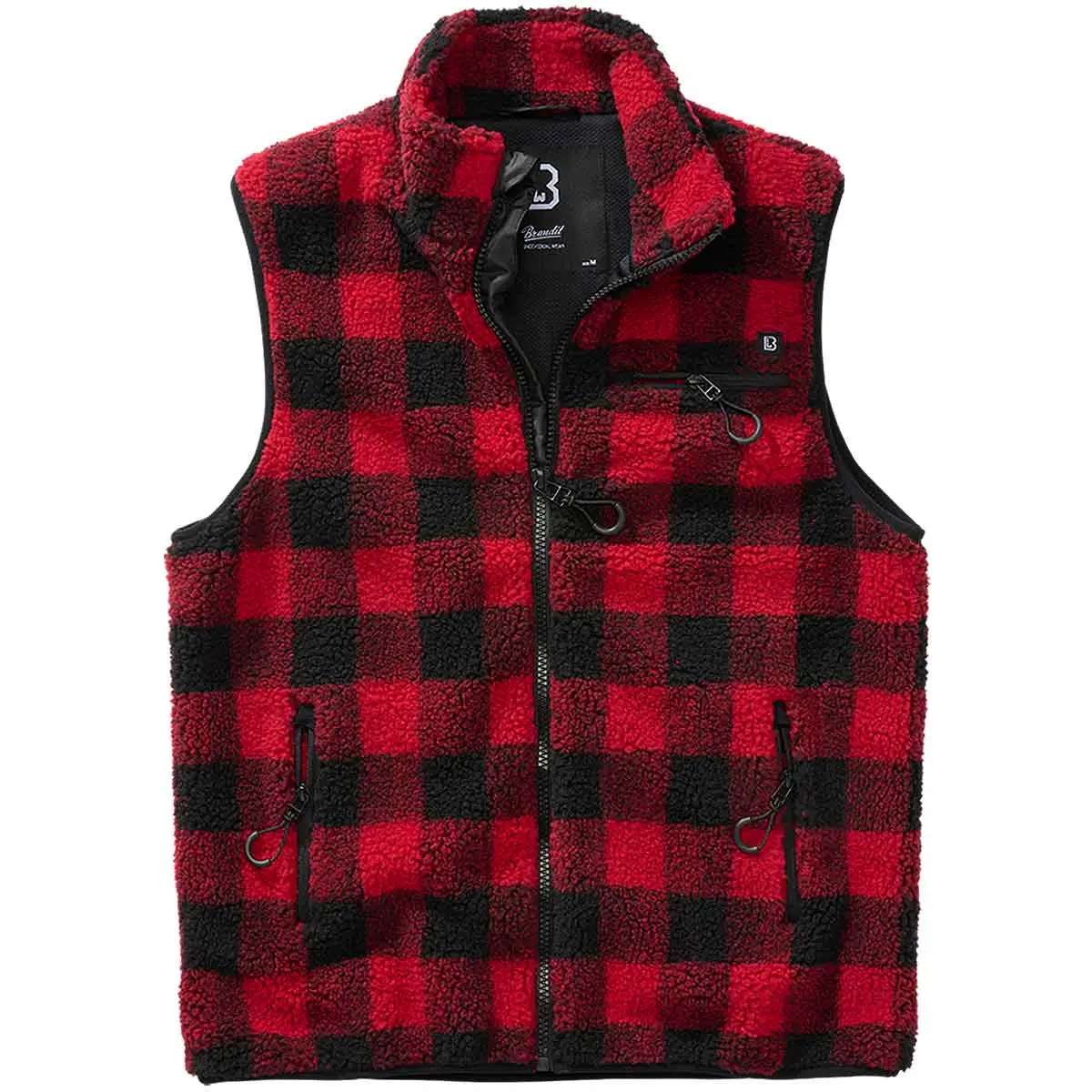 Teddyfleecce Weste rot-schwarz