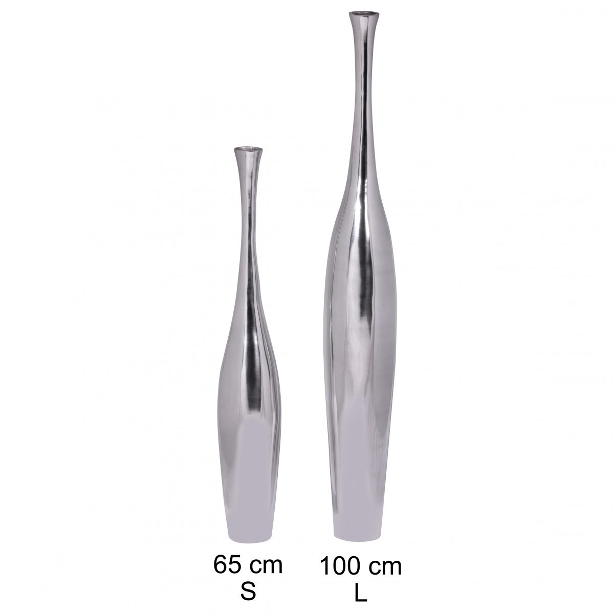Wohnling Deko Vase Bottle L Design Alu Aluminium-Dekoration Wohndeko modern Blumenvase silber Tischdeko Designvase