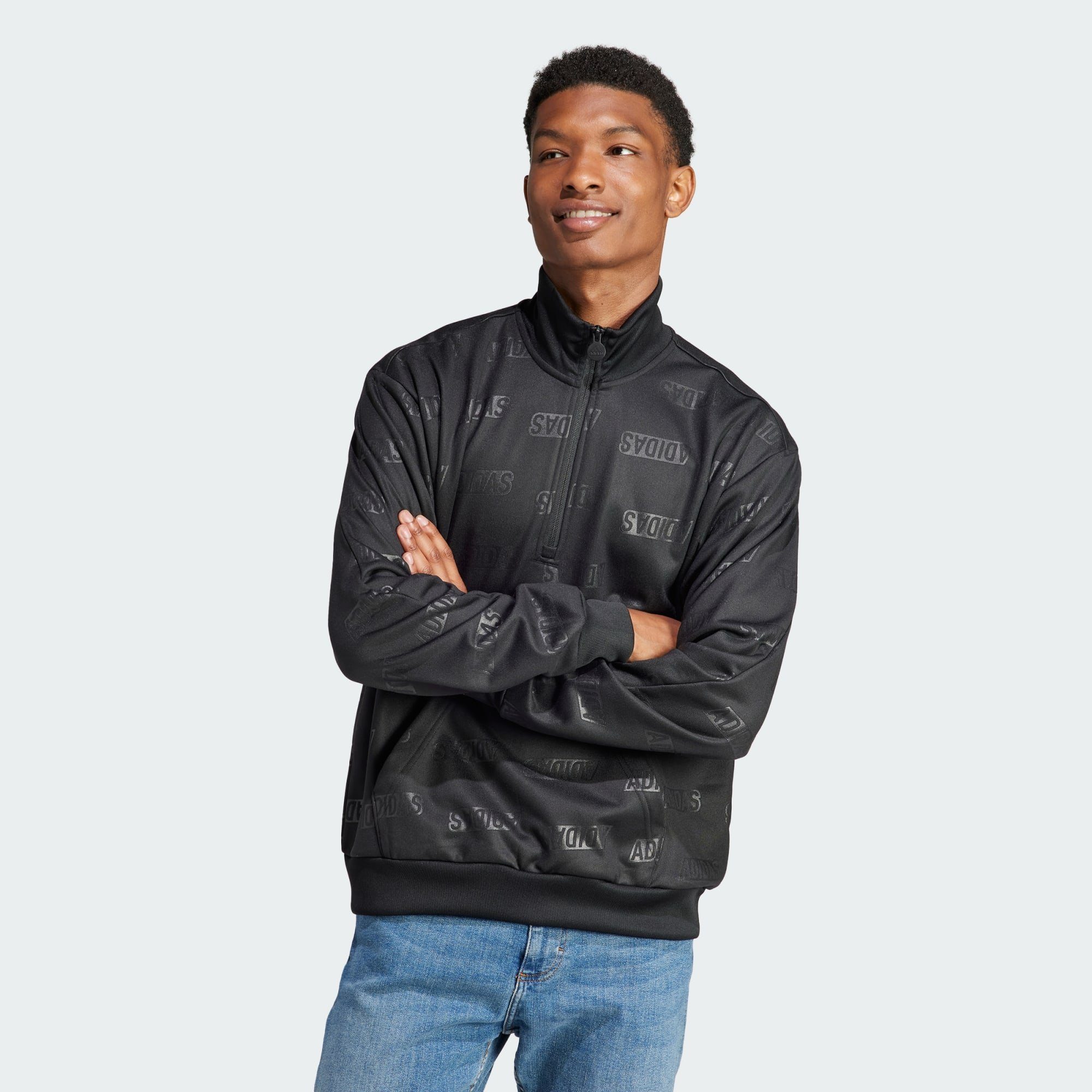 adidas Sportswear Trainingsanzug EMBOSSED QUARTER-ZIP SWEATSHIRT