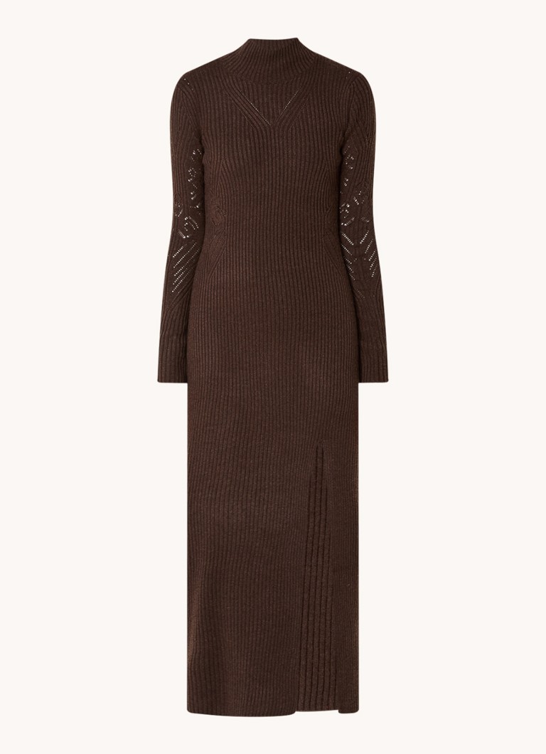Rochie midi Arma de la ba&sh, confecționată din material tricotat cu nervuri și amestec de lână.