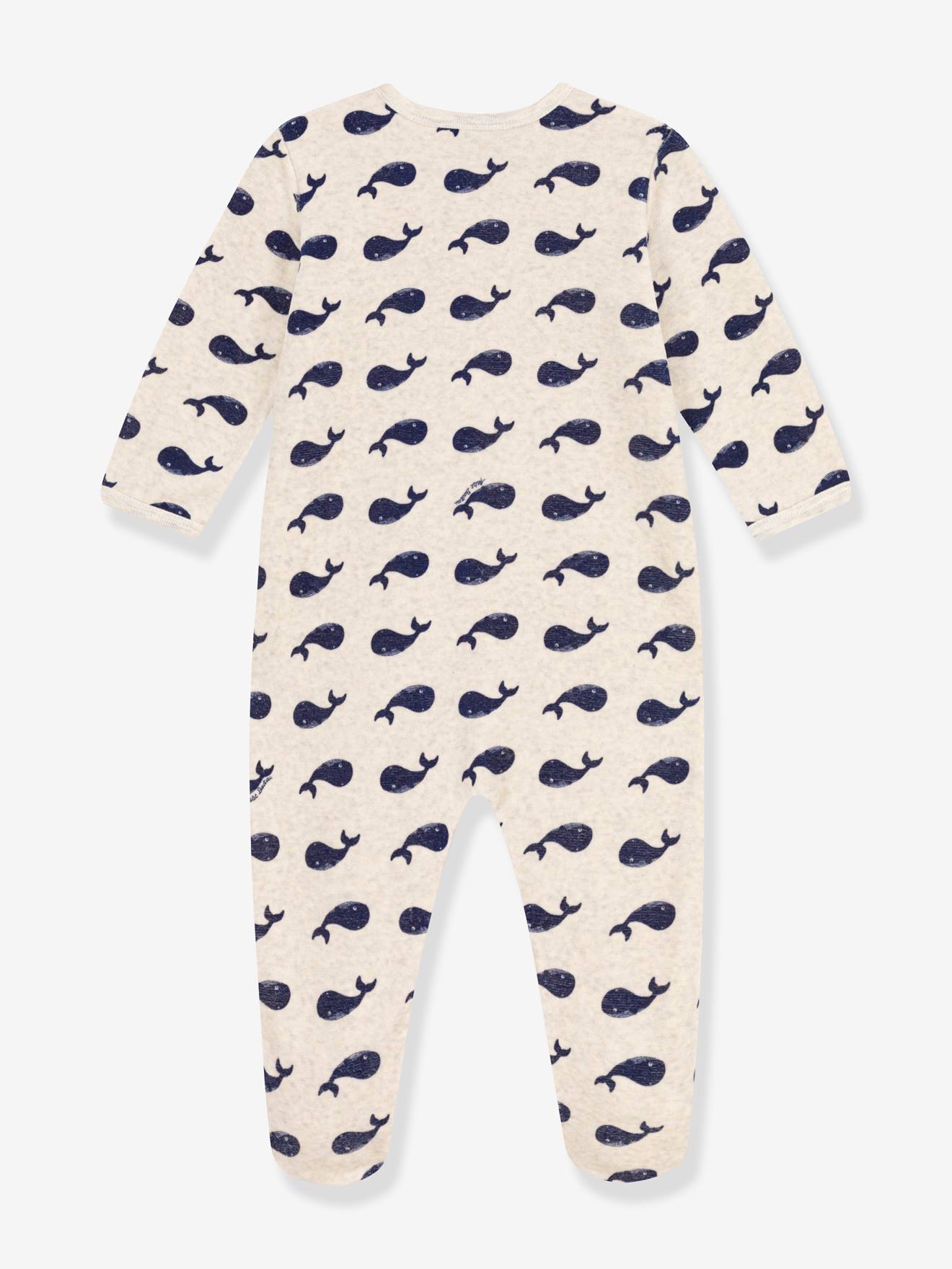 Petit Bateau Baby Samt-Strampler PETIT BATEAU, Bio-Baumwolle - beige meliert