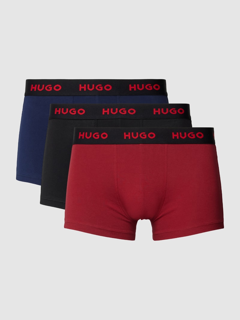 Trunks mit elastischem Label-Bund im 3er-Pack in dunkelblau