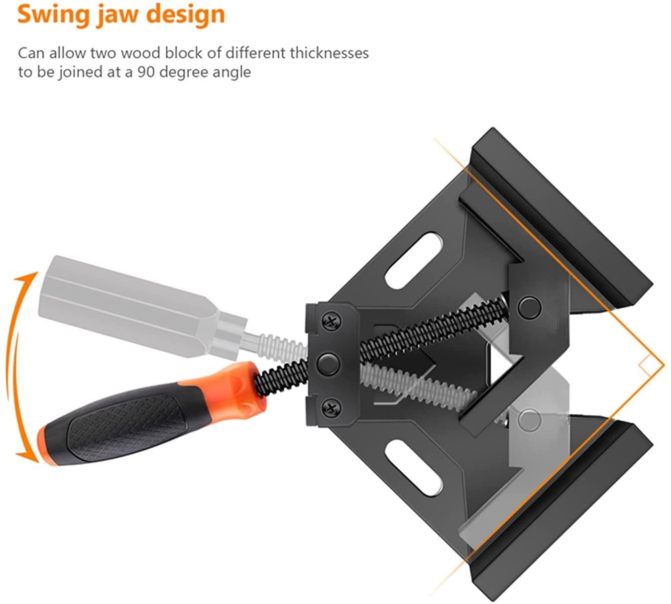 TACKLIFE Klemmen, 90° Winkelspanner Eckspanner mit Griff Gehäuse aus Alu