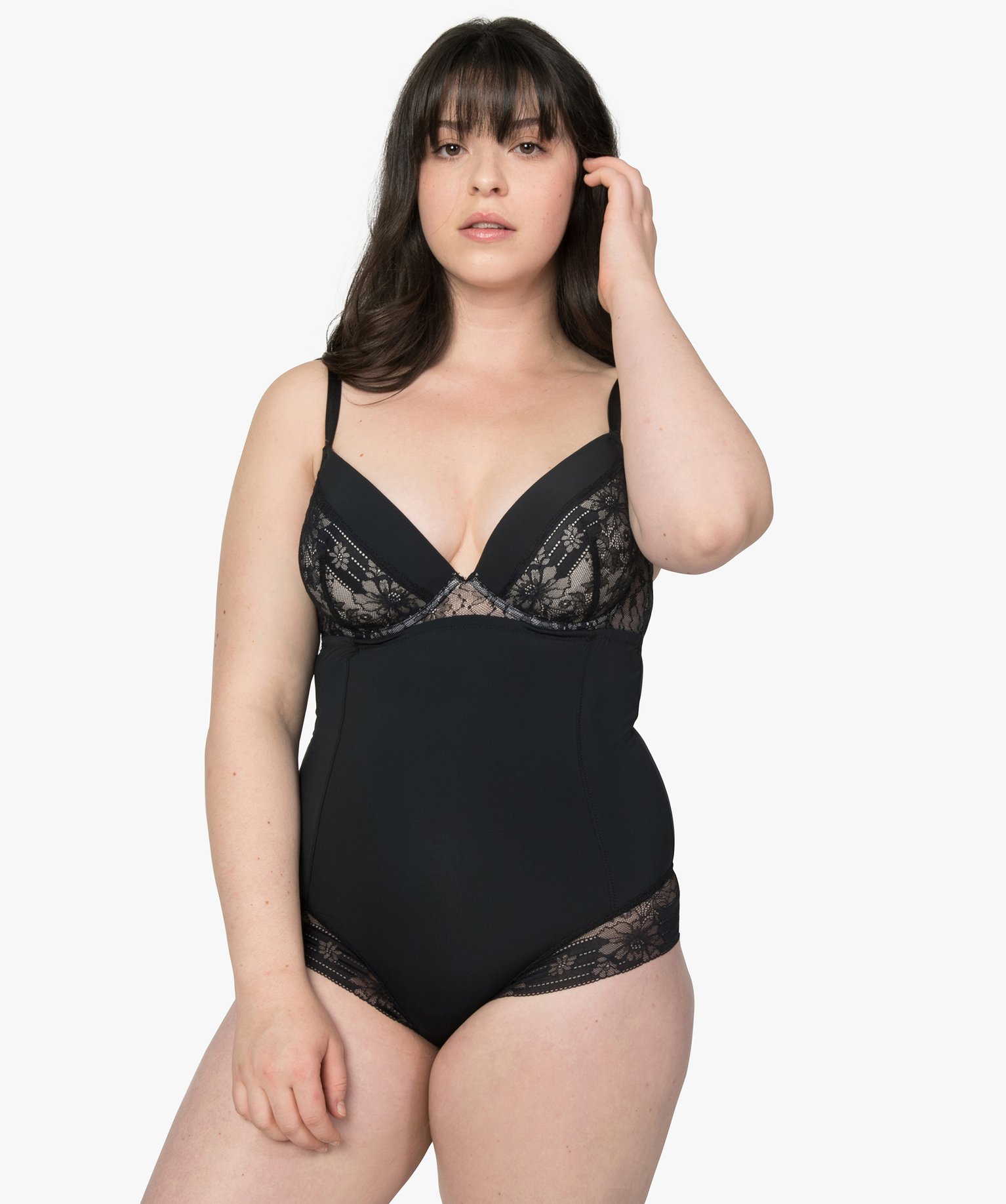 Body femme gainant à armatures et bonnets paddés noir | GEMO