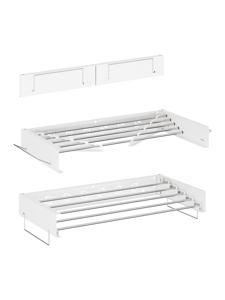 relaxdays Wand-Wäscheständer in Weiß - (B)80 x (H)15 x (T)40,5 cm günstig kaufen onesize