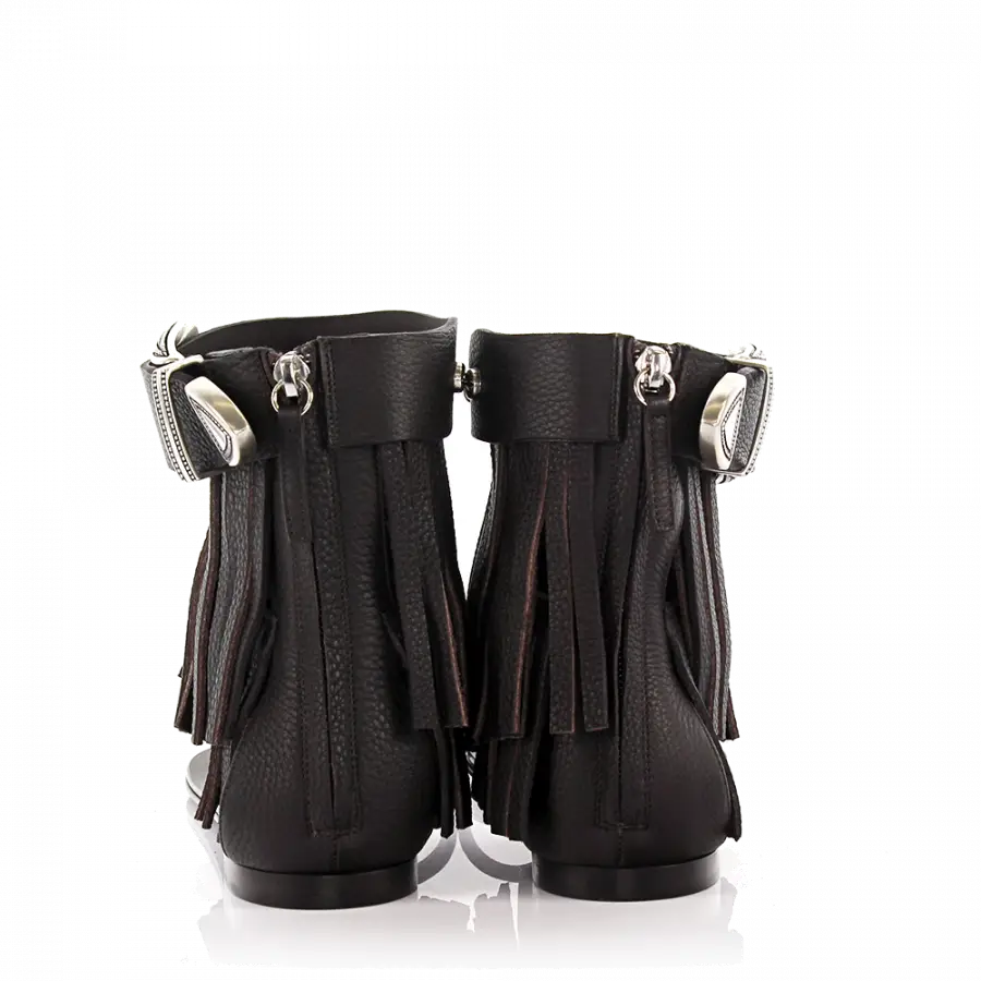 Giuseppe Zanotti - Riemchensandalen Kalbsleder Fransen dunkelbraun - braun