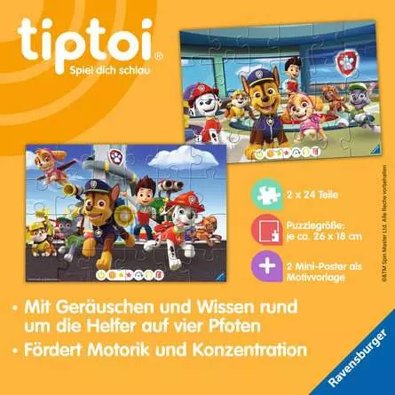 Kinderpuzzle ab 4 Jahren - tiptoi® Puzzle für kleine Entdecker: Paw Patrol - 24 Teile
