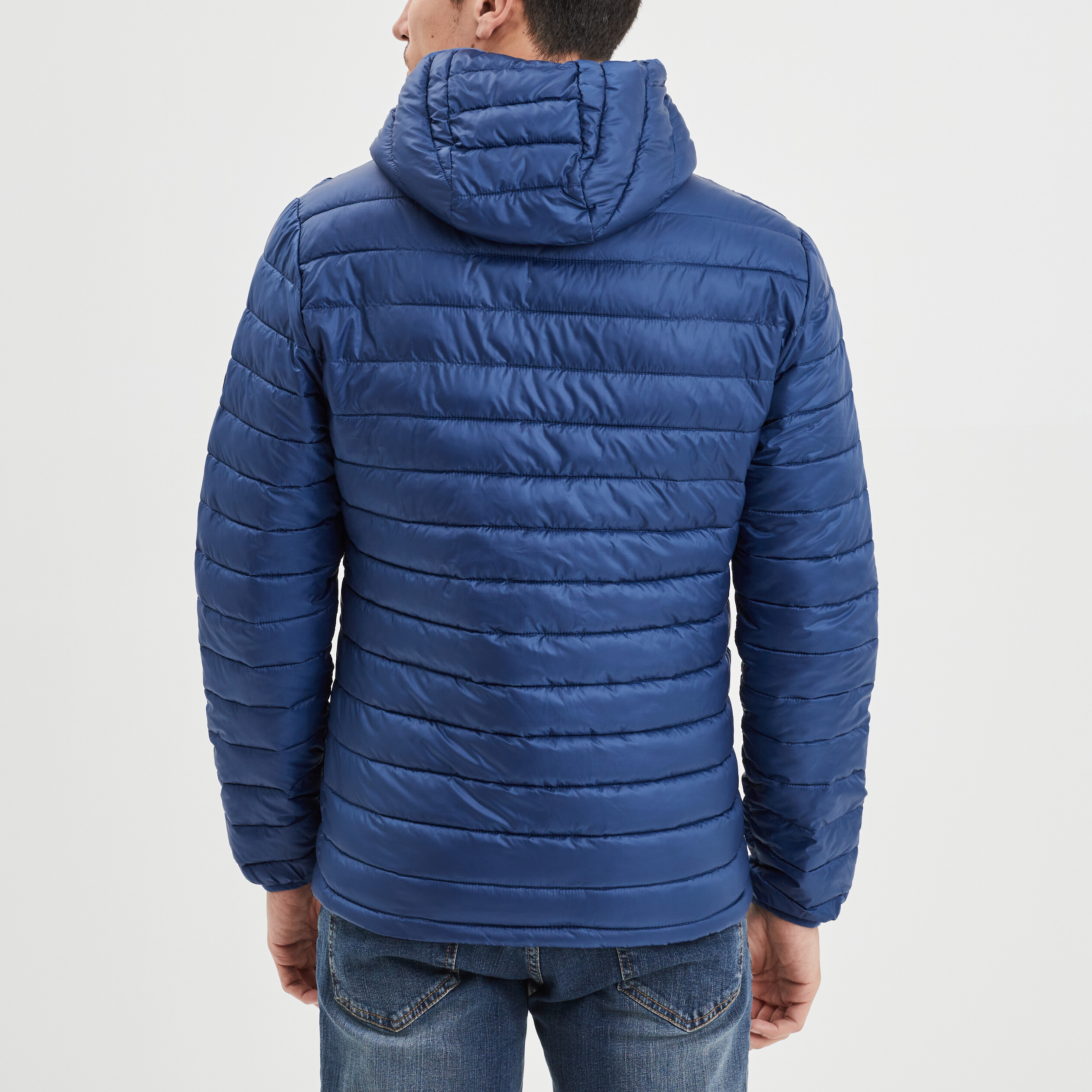 Doudoune légère droite à capuche bleu roi homme | La Halle