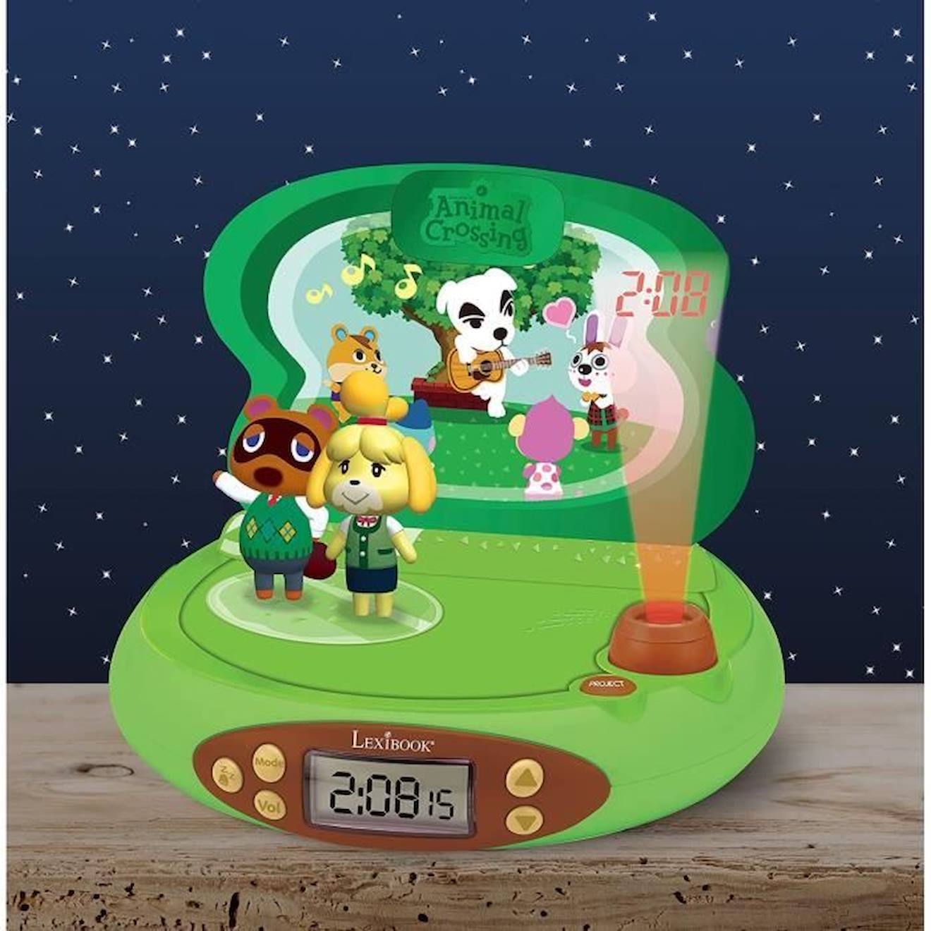 Réveil Projecteur Animal Crossing en 3D avec Sons vert